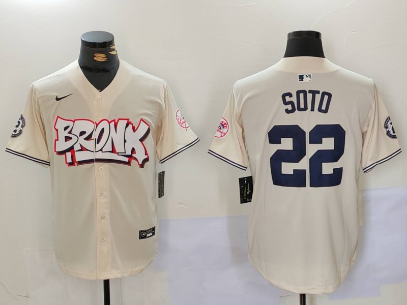Men New York Yankees #22 Soto Cream joint name 2024 Nike MLB Jersey style 1
